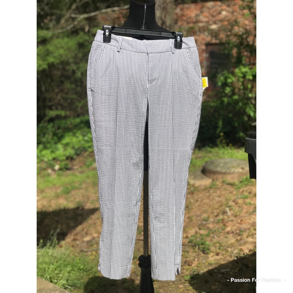 A New Day Pinstriped Pants Size 4 Reg Blue/White